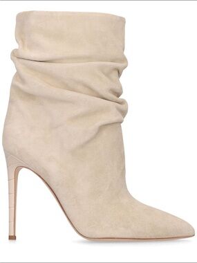 PARIS TEXAS
105mm Slouchy suede ankle boots - Cream